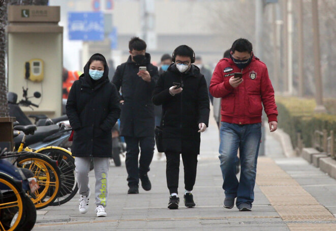 Une rue de Pékin, le 21 février 2020 (Koki Kataoka/The Yomiuri Shimbun via l'AFP).