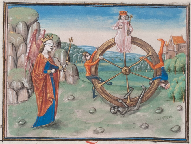 La Roue de Fortune, 1490, in Christine de Pizan, Jean Miélot, “Epistre d’Othea”, 1455 La Roue de Fortune, 1490, in Christine de Pizan, Jean Miélot, “Epistre d’Othea”, 1455