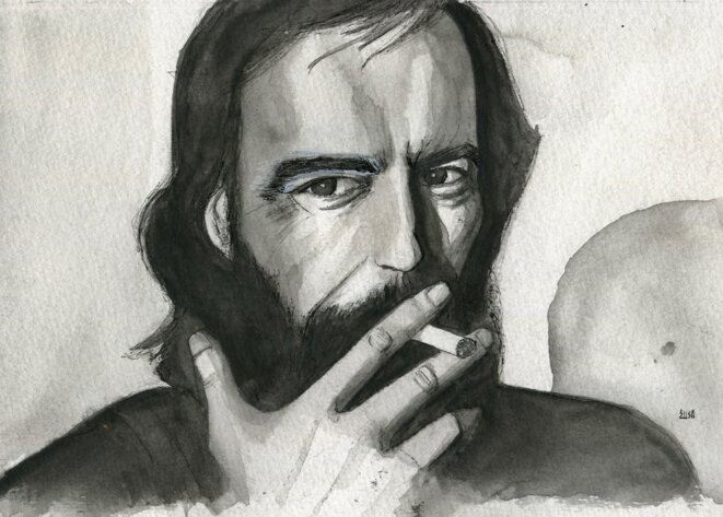 Portrait aquarelle de Périclès Korovessis, reproduction d'une photo © Dessin / Elisa Perrigueur Portrait aquarelle de Périclès Korovessis, reproduction d'une photo © Dessin / Elisa Perrigueur