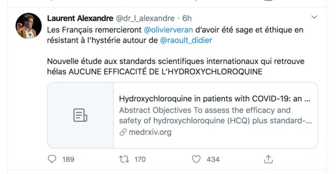 News au 24 avril 2020 Laurent-alexandre-contra-chloroquine