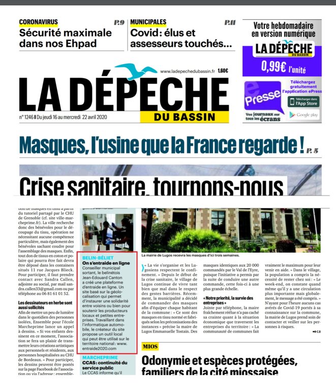 On s'entraide en ligne - Entraide2020.com - La dépêche du bassin On s'entraide en ligne - Entraide2020.com - La dépêche du bassin
