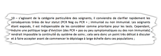 Extrait de la note de l'AP-HP du 13 avril. © Document Mediapart