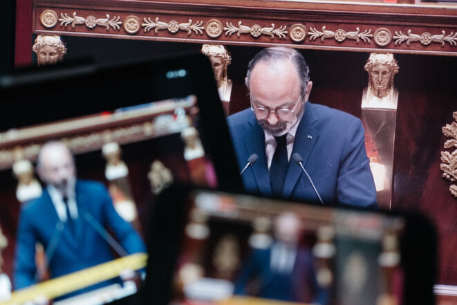 Édouard Philippe à l’Assemblée nationale, le 28 avril. © AFP