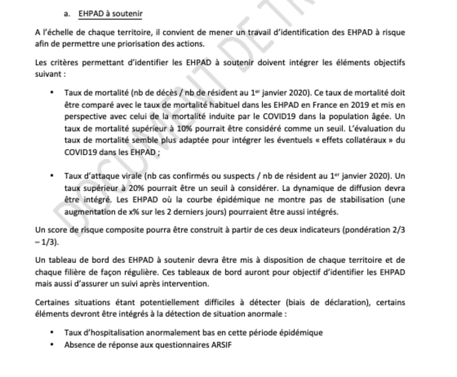 Document de travail interne de l’agence régionale de santé Île-de-France, « Stratégie de soutien hospitalier pour les Ehpad franciliens », 15 avril 2020. © ARS Ile-de-France.