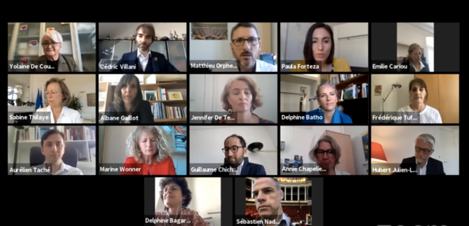 Le nouveau groupe parlementaire Écologie démocratie solidarité lors de sa présentation en visioconférence le 19 mai. © Capture d'écran Le nouveau groupe parlementaire Écologie démocratie solidarité lors de sa présentation en visioconférence le 19 mai. © Capture d'écran