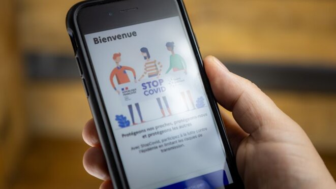 StopCovid, l’application mobile du gouvernement français pour la recherche et le traçage de contacts pour lutter contre le COVID19 © AFP — DAVID HIMBERT © DAVID HIMBERT StopCovid, l’application mobile du gouvernement français pour la recherche et le traçage de contacts pour lutter contre le COVID19 © AFP — DAVID HIMBERT © DAVID HIMBERT