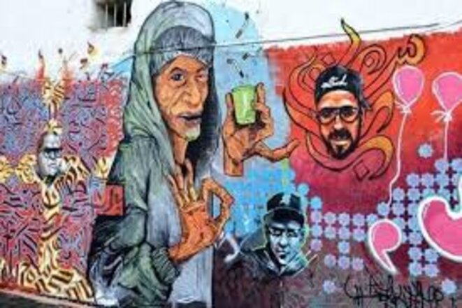 Fresque artistique à la rue Benboulaïd, Alger-centre. Fresque artistique à la rue Benboulaïd, Alger-centre.