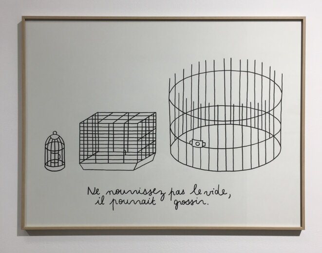 Louise Pressager, Ne nourrissez pas le vide il pourrait grossir, posca sur papier, 2020 © Louise Pressager, courtesy galerie Laure Roynette, Paris Louise Pressager, Ne nourrissez pas le vide il pourrait grossir, posca sur papier, 2020 © Louise Pressager, courtesy galerie Laure Roynette, Paris