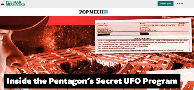 Popular Mechanics, ou le Science et vie à l'américaine : un grand journal, qui aborde la notion d'extra-terrestres de manière complètement décomplexée, et est un grand fouineur devant l'Eternel. © Popular Mechanics Popular Mechanics, ou le Science et vie à l'américaine : un grand journal, qui aborde la notion d'extra-terrestres de manière complètement décomplexée, et est un grand fouineur devant l'Eternel. © Popular Mechanics