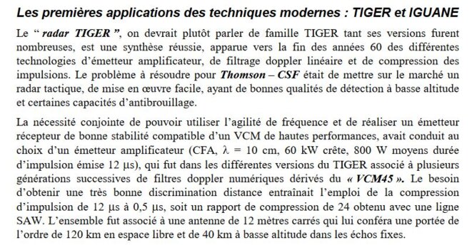 Un court texte mentionnant les portées auxquelles sont peu à peu arrivés les radars Thomson pour la France. © Jacques Darricau et Yves Blanchard