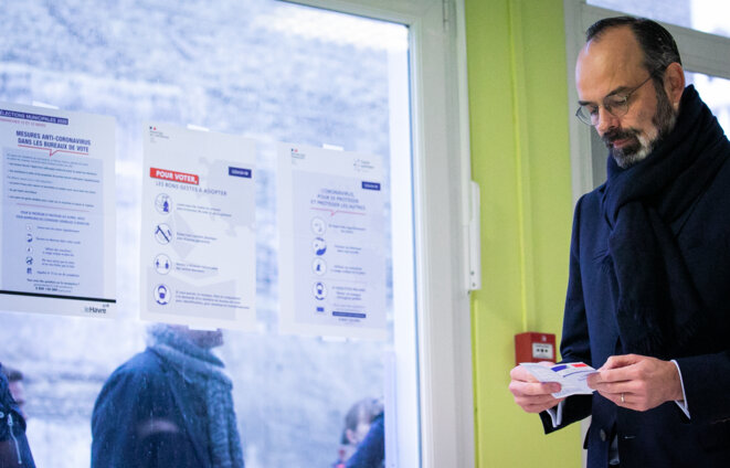 Édouard Philippe au Havre, le 15 mars. © AFP Édouard Philippe au Havre, le 15 mars. © AFP