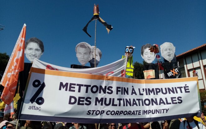 Manifestation contre le G7 et l'impunité des multinationales. © Attac Manifestation contre le G7 et l'impunité des multinationales. © Attac