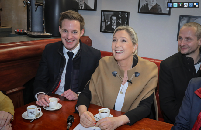 Julien Franquet et Marine Le Pen à Douchy-les-Mines. © Compte Facebook du Rassemblement national Julien Franquet et Marine Le Pen à Douchy-les-Mines. © Compte Facebook du Rassemblement national