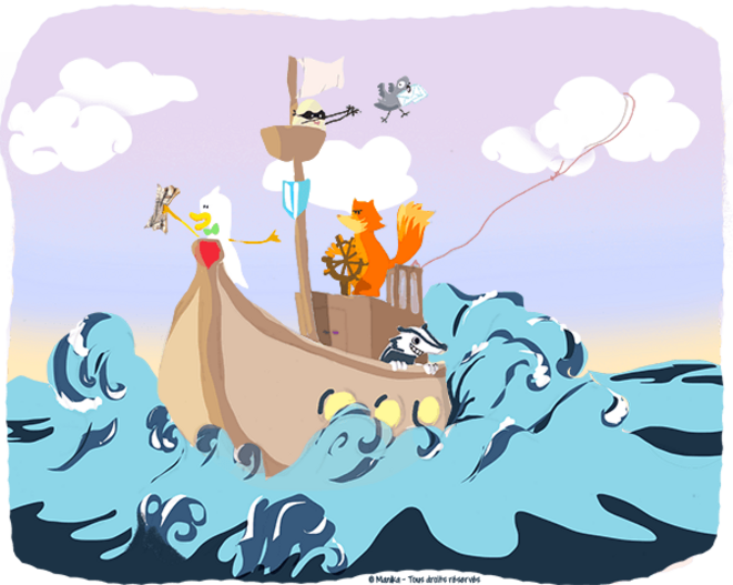 Le bon équipage sur l'océan du web © Manika illlustration Le bon équipage sur l'océan du web © Manika illlustration