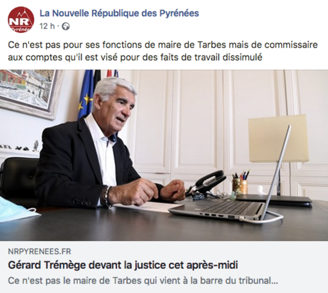 La Nouvelle République des Pyrénées, qui avait accusé Mediapart de mentir sur le dossier Trémège, prend désormais le soin de séparer l'homme de l'artiste. La Nouvelle République des Pyrénées, qui avait accusé Mediapart de mentir sur le dossier Trémège, prend désormais le soin de séparer l'homme de l'artiste.