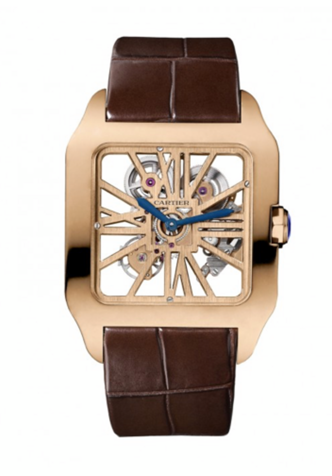A 'Santos Dumont Squelette' Cartier watch, valued at around 40,000 euros, similar to that offered to Jérôme Valcke in Doha on February 24th 2015. © D.R.
