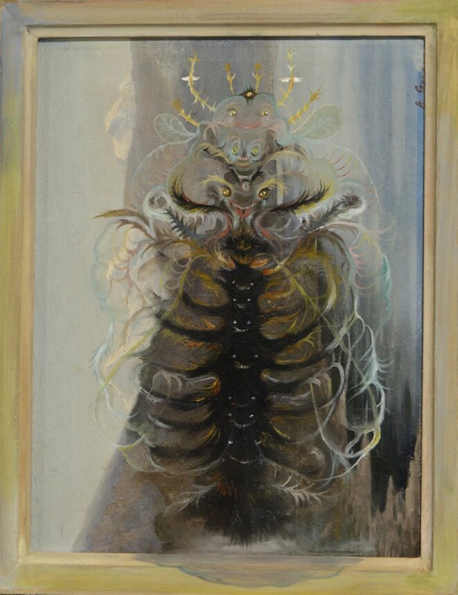 Vidya Gastaldon, Queen bee (healing painting), 2016. Huile sur tableau trouvé, 34,5 x 27,5 cm Vidya Gastaldon, Queen bee (healing painting), 2016. Huile sur tableau trouvé, 34,5 x 27,5 cm