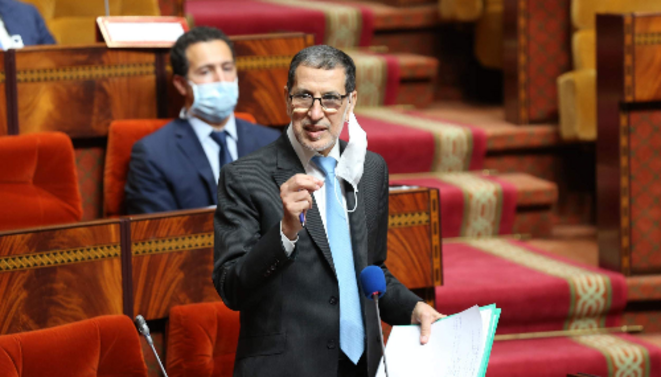 Saâdedine El Othmani, chef du gouvernement marocain, intervenant face aux parlementaires. © lesinfos.ma Saâdedine El Othmani, chef du gouvernement marocain, intervenant face aux parlementaires. © lesinfos.ma