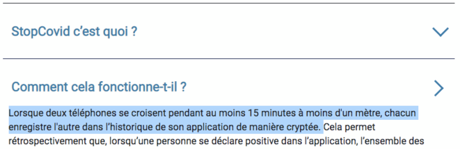 Capture D’écran De La Faq Stopcovid. © Mediapart