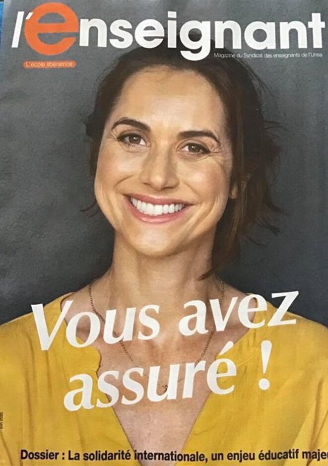 Enseignants, «vous avez assuré». © Illustration : couverture de la revue du SE-UNSA «L'Enseignant» (juin 2020), accessible en ligne.. Enseignants, «vous avez assuré». © Illustration : couverture de la revue du SE-UNSA «L'Enseignant» (juin 2020), accessible en ligne..