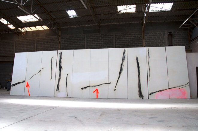 Le grand flux, fresque en 10 panneaux 3,50x12,90m © Elisabeth Leverrier Le grand flux, fresque en 10 panneaux 3,50x12,90m © Elisabeth Leverrier