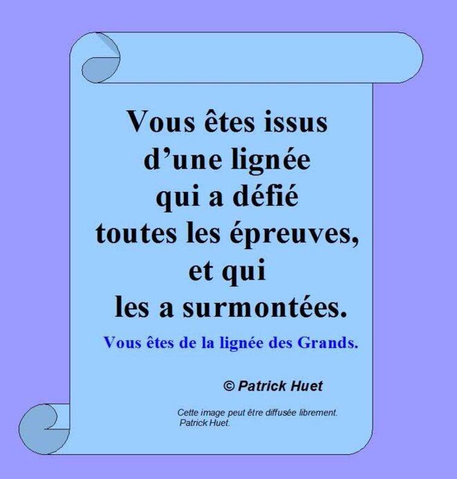 Vous êtes de la lignée des Grands.