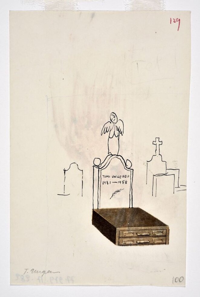 Tomi Ungerer, Horrible, vers 1960, Encre de chine et photo collage sur papier blanc, 16,5 x 11 cm, Strasbourg, Musée Tomi Ungerer - Centre international de l'illustration, inv. 77.979.17.282 © Diogenes Verlag AG Zürich / Ayants droits Tomi Ungerer Tomi Ungerer, Horrible, vers 1960, Encre de chine et photo collage sur papier blanc, 16,5 x 11 cm, Strasbourg, Musée Tomi Ungerer - Centre international de l'illustration, inv. 77.979.17.282 © Diogenes Verlag AG Zürich / Ayants droits Tomi Ungerer