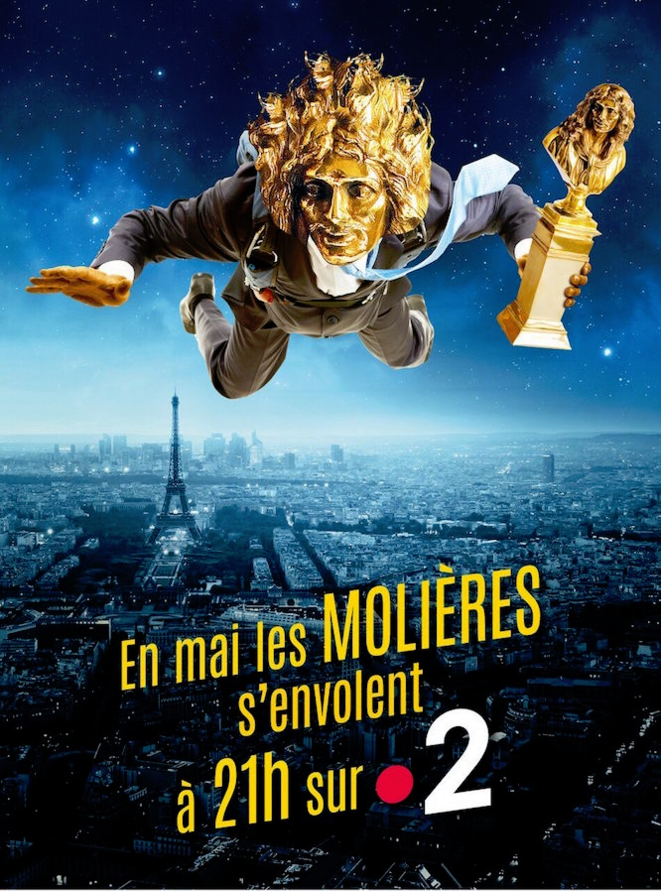 Molière, dédoublé en statuette, survole Paris grâce à France 2 avec un retard d'un mois sur le calendrier : gare à la chute (d'audience) ! Molière, dédoublé en statuette, survole Paris grâce à France 2 avec un retard d'un mois sur le calendrier : gare à la chute (d'audience) !