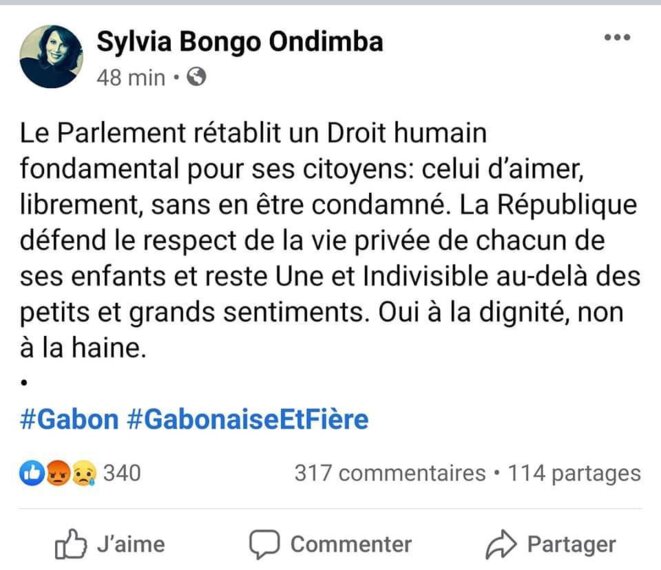 Gabon. Sylvia Bongo Ondimba, Tweet publié le 24 juin 2020 sur son compte officiel. Gabon. Sylvia Bongo Ondimba, Tweet publié le 24 juin 2020 sur son compte officiel.