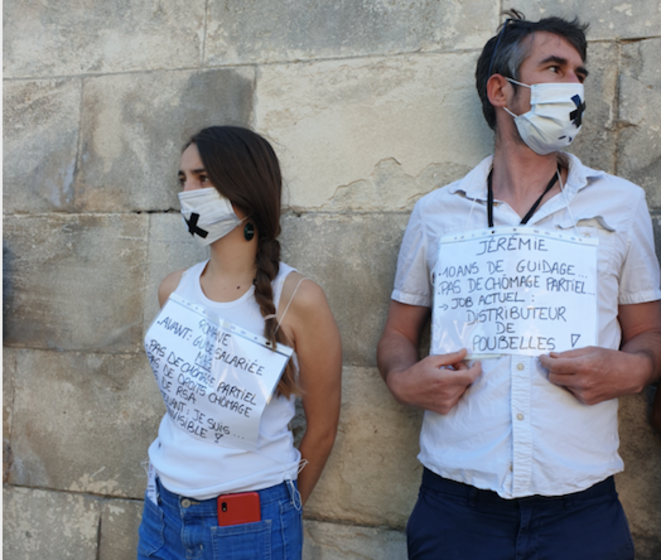 Romane et Jérémie, guides-conférenciers à Avignon, ont enfin obtenu d'être en chômage partiel après trois mois d'attente. © CH Romane et Jérémie, guides-conférenciers à Avignon, ont enfin obtenu d'être en chômage partiel après trois mois d'attente. © CH