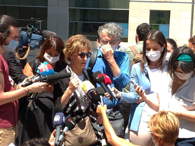 Agnès Callamard, rapporteure spéciale des Nations unies sur les exécutions sommaires, à l'issue de la première audience du procès Khashoggi à Istanbul. © NC Agnès Callamard, rapporteure spéciale des Nations unies sur les exécutions sommaires, à l'issue de la première audience du procès Khashoggi à Istanbul. © NC