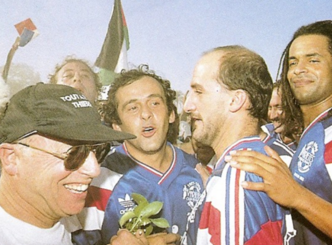 Thierry Roland, Michel Platini Et Yannick Noah À Jéricho, Le 8 Octobre 1993. © Vcf