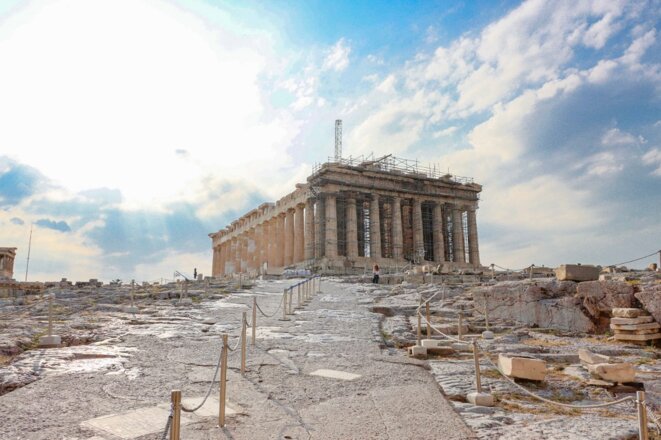 Une acropole d’Athènes désertée par les touristes le 7 juillet 2020. © Nicolas Economou/NurPhoto/AFP Une acropole d’Athènes désertée par les touristes le 7 juillet 2020. © Nicolas Economou/NurPhoto/AFP