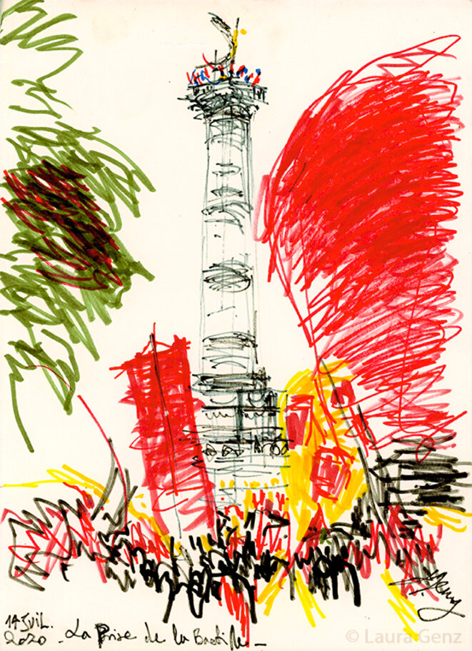 14 juillet 2020 | La Prise de la Bastille. Manifestation nationale pour la Santé, place de la Bastille, Paris. 14 juillet 2020 | La Prise de la Bastille. Manifestation nationale pour la Santé, place de la Bastille, Paris.