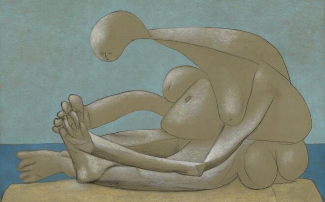 "Femme assise sur la plage", Picasso, 1937, legs de Jacqueline Delubac au Musée des Beaux Arts de Lyon en 1997, © Succession Picasso 2020, tous droits réservés "Femme assise sur la plage", Picasso, 1937, legs de Jacqueline Delubac au Musée des Beaux Arts de Lyon en 1997, © Succession Picasso 2020, tous droits réservés