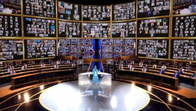 Maryam Radjavi au sommet mondial en ligne pour un Iran libre le 17 juillet 2020, reliant 30.000 en Iran et dans 100 pays du monde à Achraf-3; la cité de la résistance iranienne en Albanie. Maryam Radjavi au sommet mondial en ligne pour un Iran libre le 17 juillet 2020, reliant 30.000 en Iran et dans 100 pays du monde à Achraf-3; la cité de la résistance iranienne en Albanie.