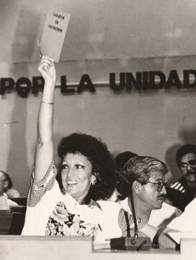 Monica Baltodano, lors du 1er Congrès du FSLN en 1991 © Kassandra Monica Baltodano, lors du 1er Congrès du FSLN en 1991 © Kassandra