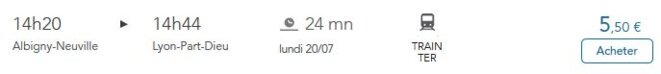 Mont-Versun à Lyon : une treintaine de minutes par les trasnports en commun.. © SNCF, horaires et prix Mont-Versun à Lyon : une treintaine de minutes par les trasnports en commun.. © SNCF, horaires et prix