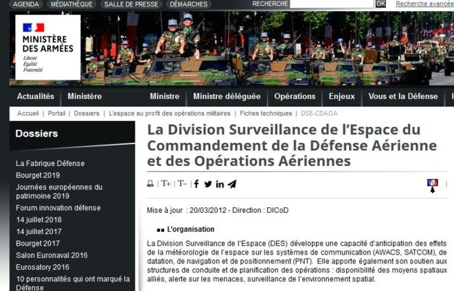 Une partie de la présentation de ce haut-lieu stratégique qu'est le Mont-Verdun, maillon essentiel intégré d'ailleurs à l'OTAN, mais qui va être déplacé à Toulouse sur décision du Ministre de la Dégense nationale, Florance Parly. Tous les grands pays travaillent actuellement activement sur les notions de défense spatiale. © Ministère des armées, site officiel. Une partie de la présentation de ce haut-lieu stratégique qu'est le Mont-Verdun, maillon essentiel intégré d'ailleurs à l'OTAN, mais qui va être déplacé à Toulouse sur décision du Ministre de la Dégense nationale, Florance Parly. Tous les grands pays travaillent actuellement activement sur les notions de défense spatiale. © Ministère des armées, site officiel.