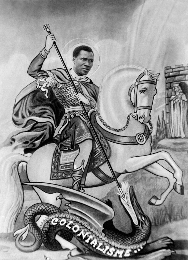 Une caricature de 1958 d'Ahmed Sékou Touré triomphant du colonialisme. © AFP Une caricature de 1958 d'Ahmed Sékou Touré triomphant du colonialisme. © AFP