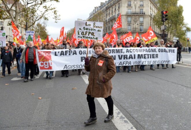 Des salariés de l'Afpa manifestent, en 2012. © Miguel Medina / AFP Des salariés de l'Afpa manifestent, en 2012. © Miguel Medina / AFP
