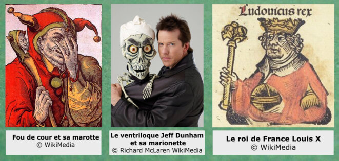 Marotte, marionnette et sceptre Marotte, marionnette et sceptre