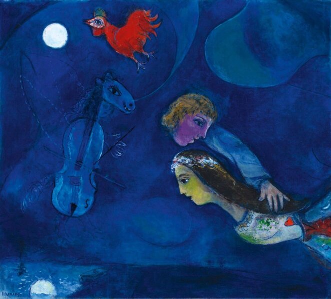 Coq rouge dans la nuit, Marc Chagall 1944 Coq rouge dans la nuit, Marc Chagall 1944