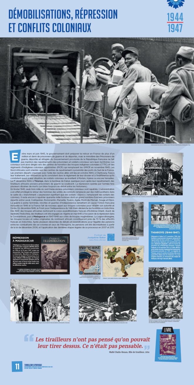 Exposition « Tirailleurs d’Afrique. Des massacres de mai-juin 1940 à la Libération de 1944-1945 : Histoire croisée et mémoire commune »2020 © Achac et ONACVG Exposition « Tirailleurs d’Afrique. Des massacres de mai-juin 1940 à la Libération de 1944-1945 : Histoire croisée et mémoire commune »2020 © Achac et ONACVG