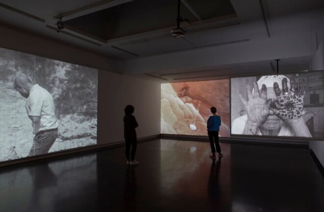 Vue de l'exposition "La Bête, un conte moderne" de Yasmina Benabderrahmane, LE BAL, 2020 © Marc Domage Vue de l'exposition "La Bête, un conte moderne" de Yasmina Benabderrahmane, LE BAL, 2020 © Marc Domage