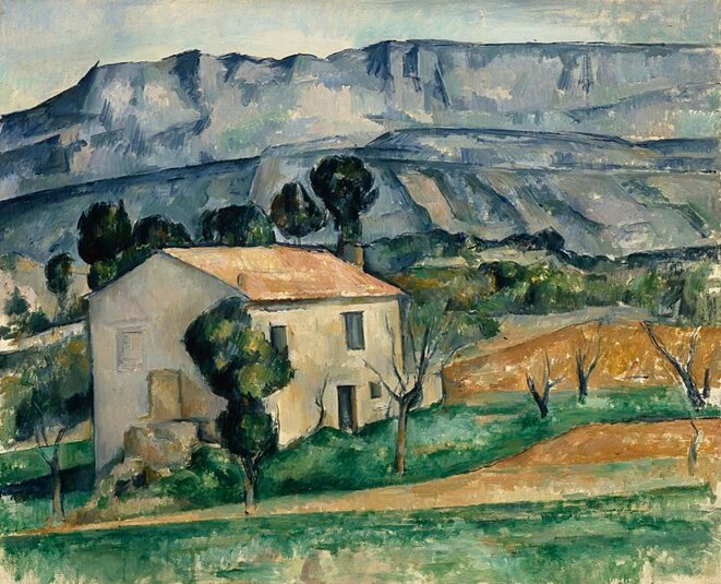 Paul Cézanne, Maison devant la Sainte-Victoire près de Gardanne, 1886-1890, 65,5 x 81,3 cm, Indianapolis Museum of Art. Paul Cézanne, Maison devant la Sainte-Victoire près de Gardanne, 1886-1890, 65,5 x 81,3 cm, Indianapolis Museum of Art.