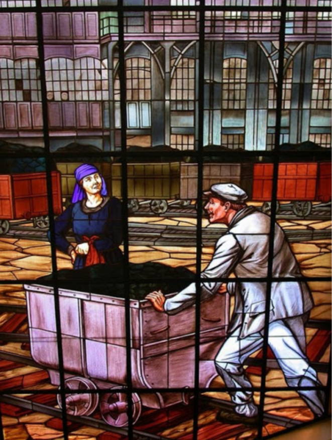 évocation du rôle dévolu aux femmes dans la chaîne du travail. Hommage aux «herscheuses», aux cribleuses. évocation du rôle dévolu aux femmes dans la chaîne du travail. Hommage aux «herscheuses», aux cribleuses.