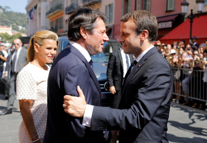 Christian Estrosi et Emmanuel Macron. © AFP