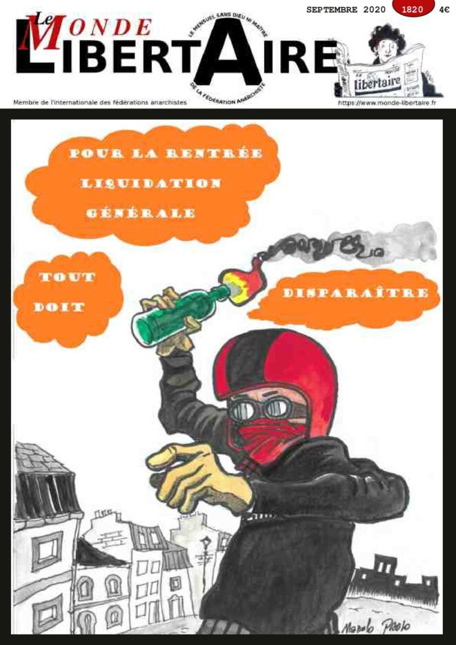 Couverture du Monde Libertaire Septembre 2020 n° 1820 Couverture du Monde Libertaire Septembre 2020 n° 1820