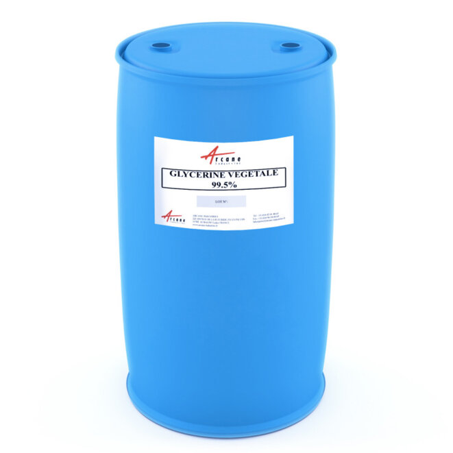 Un fut de 250kg de Glicérine, composant principal des crèmes, pour environ 2.30€ le kilo, numéro CAS 56-81-5 © Arcane Industries Un fut de 250kg de Glicérine, composant principal des crèmes, pour environ 2.30€ le kilo, numéro CAS 56-81-5 © Arcane Industries